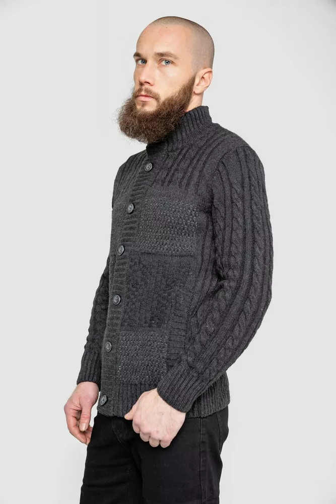 Купити Кофта чоловіча на ґудзиках, колір темно-сірий, 214R10633 - Фото №3