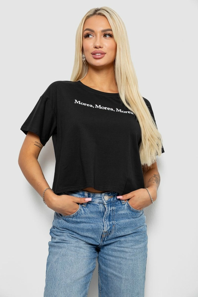 Купить Футболка женская с принтом, цвет черный, 221R9905 - Фото №1