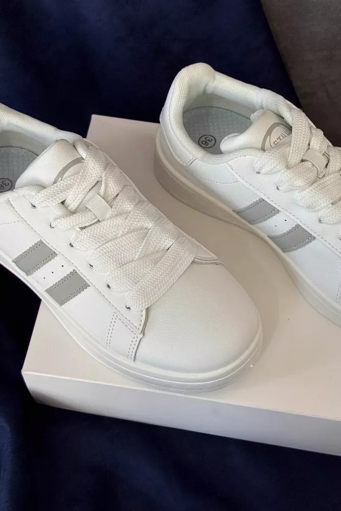 Купить Кеды женские, цвет бело-серый, 248RJH100-17 - Фото №2