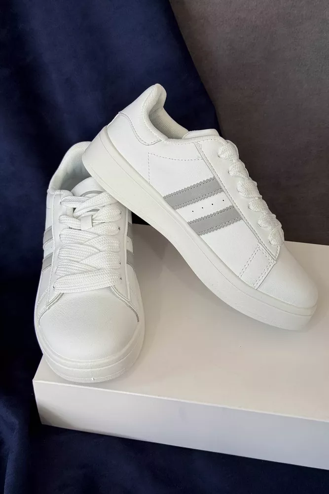 Купить Кеды женские, цвет бело-серый, 248RJH100-17 - Фото №3