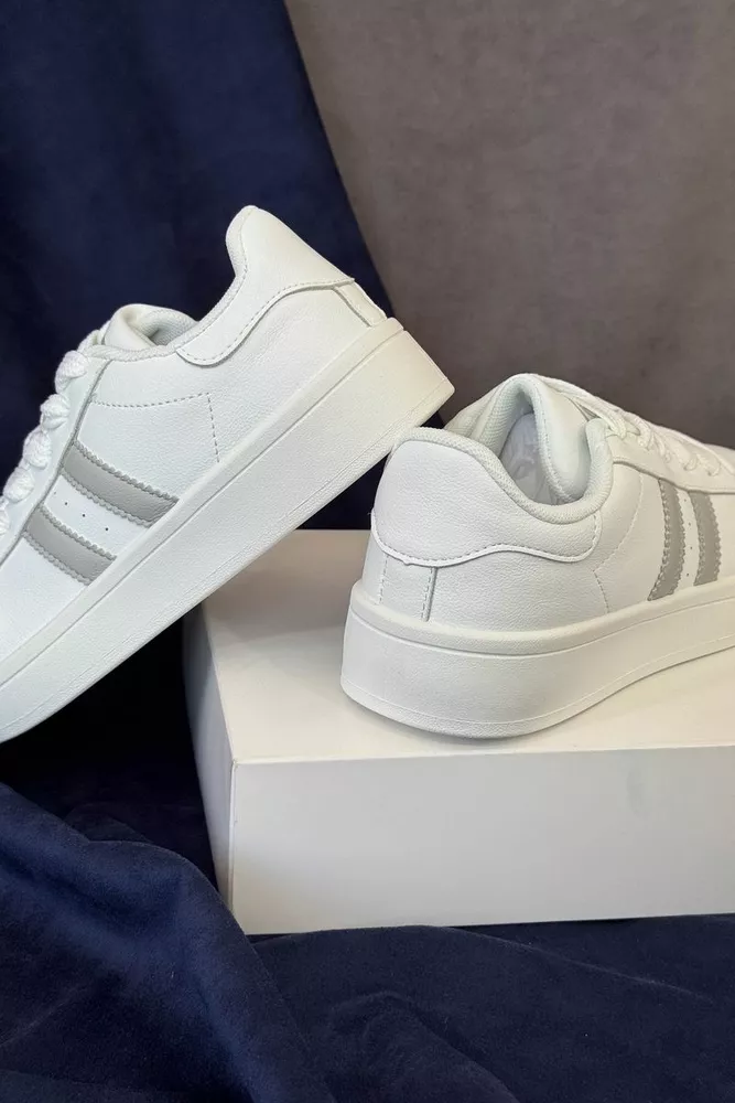 Купить Кеды женские, цвет бело-серый, 248RJH100-17 - Фото №4