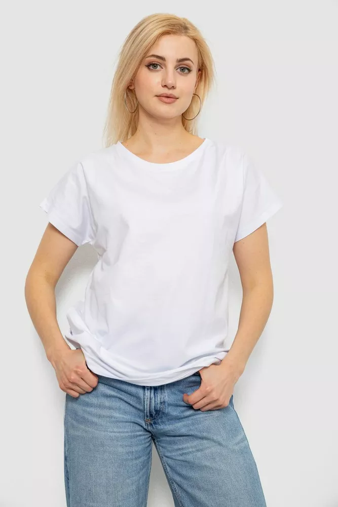 Купить Футболка женская однотонная, цвет белый, 244R2300 - Фото №1