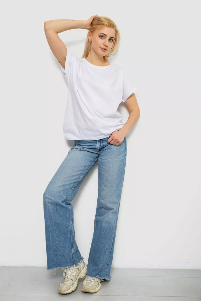 Купить Футболка женская однотонная, цвет белый, 244R2300 - Фото №2