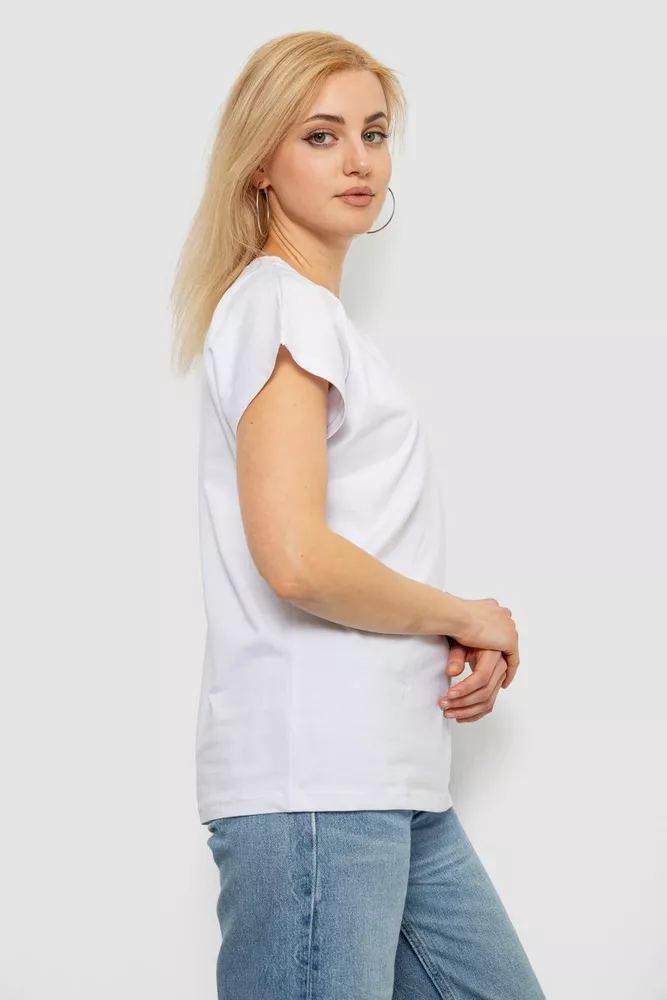 Купить Футболка женская однотонная, цвет белый, 244R2300 - Фото №3