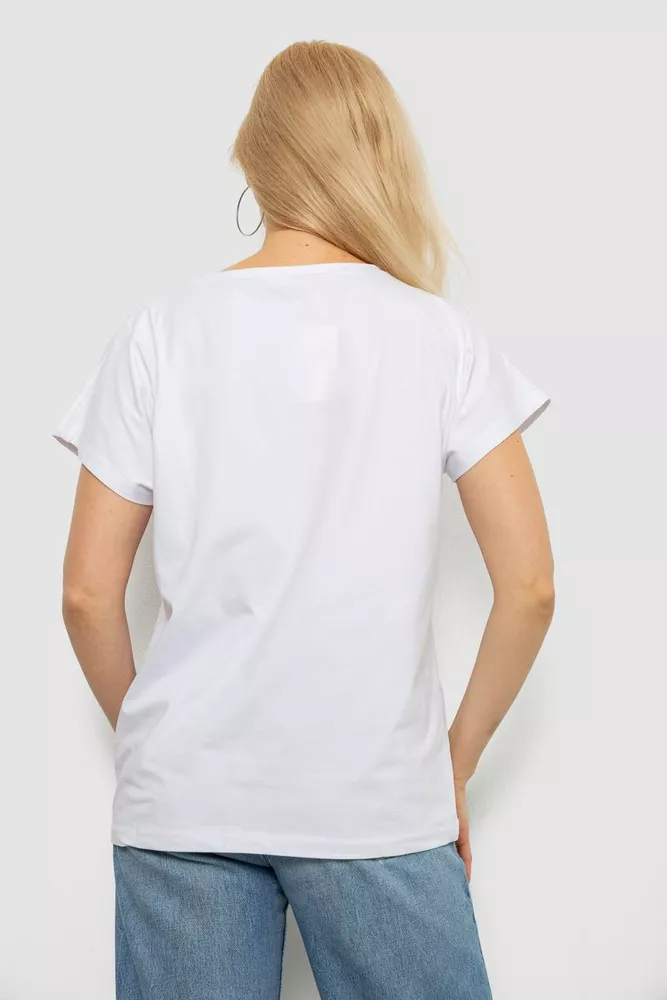 Купить Футболка женская однотонная, цвет белый, 244R2300 - Фото №4
