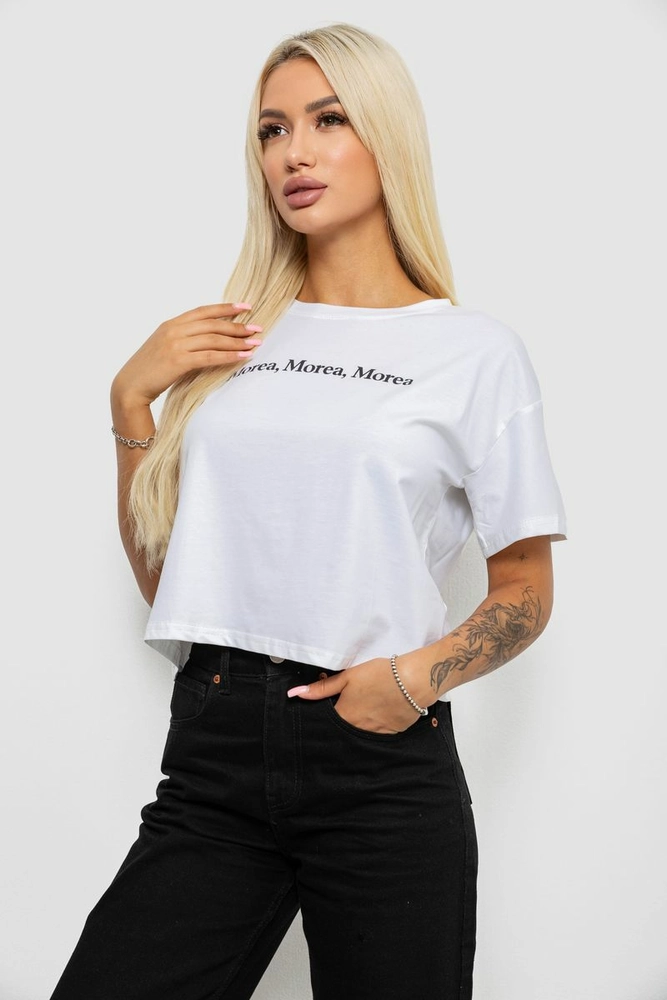 Купить Футболка женская с принтом, цвет белый, 221R9905 - Фото №3