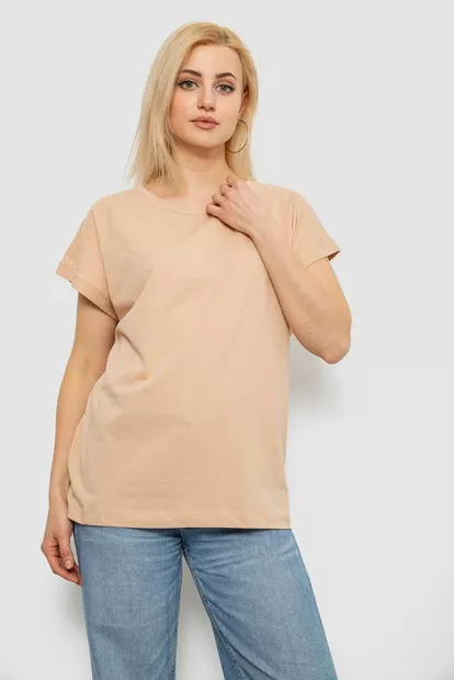 Футболка женская однотонная, цвет бежевый, 244R2300