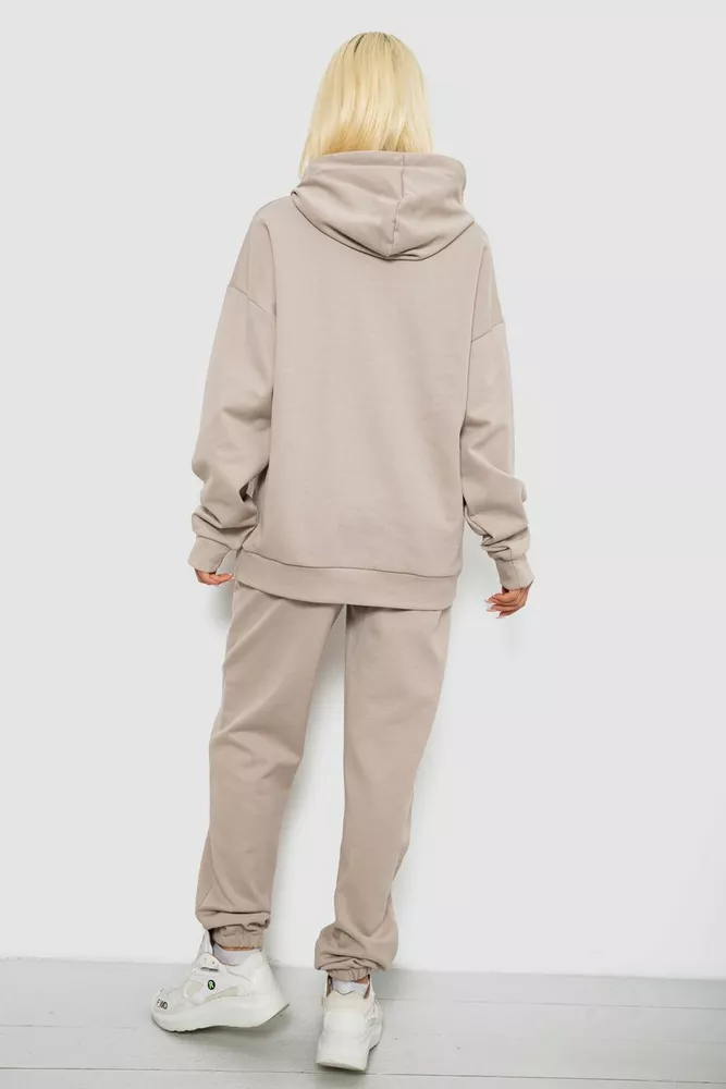Купить Спортивный костюм женский однотонный, цвет бежевый, 244R1070AG - Фото №4