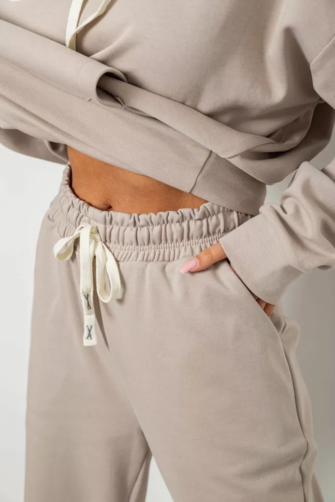 Купить Спортивный костюм женский однотонный, цвет бежевый, 244R1070AG - Фото №6