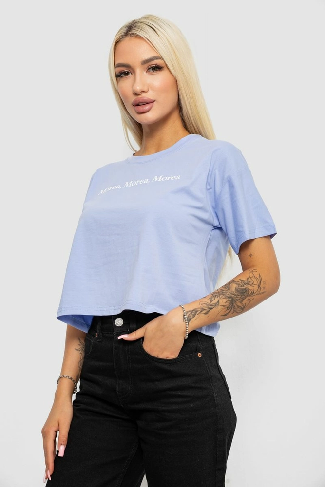 Купить Футболка женская с принтом, цвет голубой, 221R9905 - Фото №3