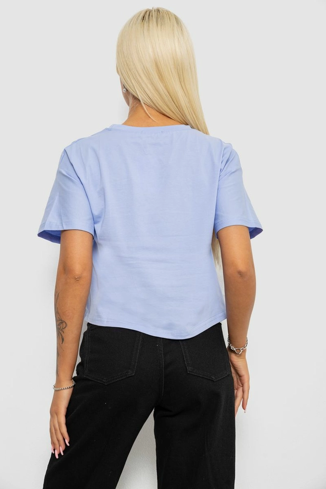 Купить Футболка женская с принтом, цвет голубой, 221R9905 - Фото №4