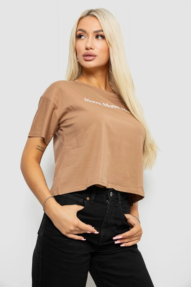 Купить Футболка женская с принтом, цвет коричневый, 221R9905 - Фото №3