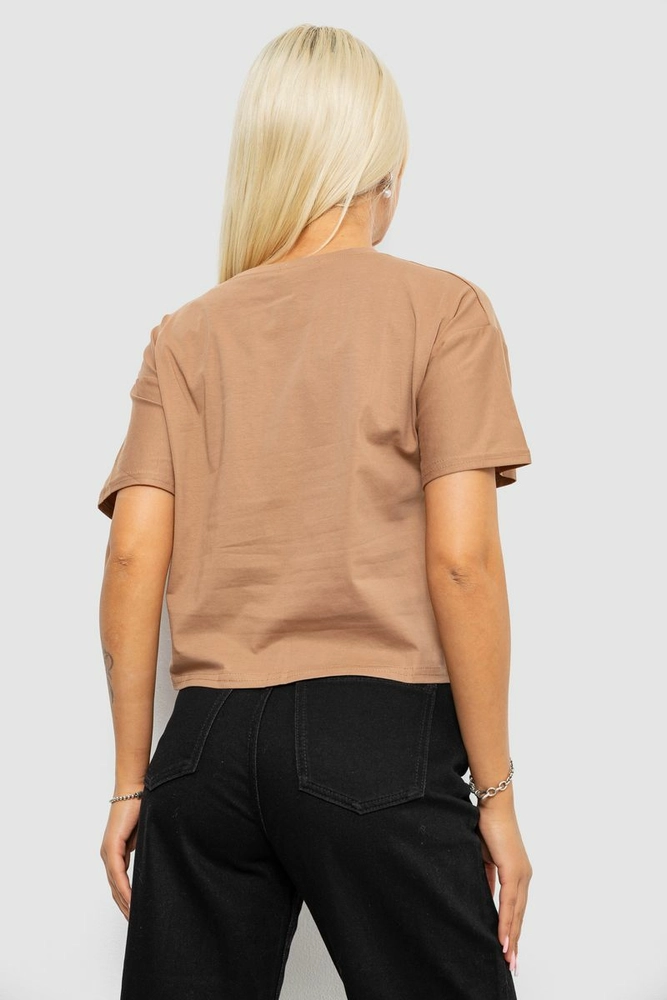 Купить Футболка женская с принтом, цвет коричневый, 221R9905 - Фото №4