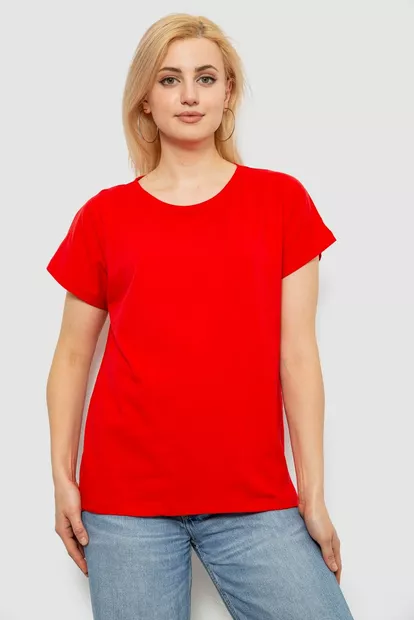 Футболка женская однотонная, цвет красный, 244R2300