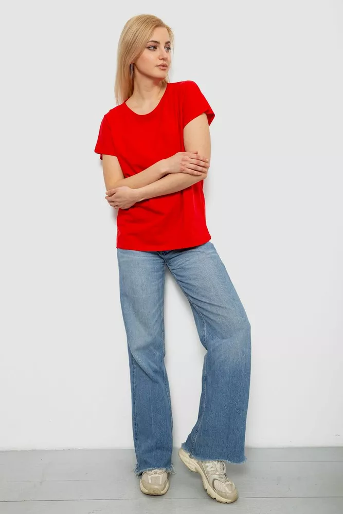 Купить Футболка женская однотонная, цвет красный, 244R2300 - Фото №2