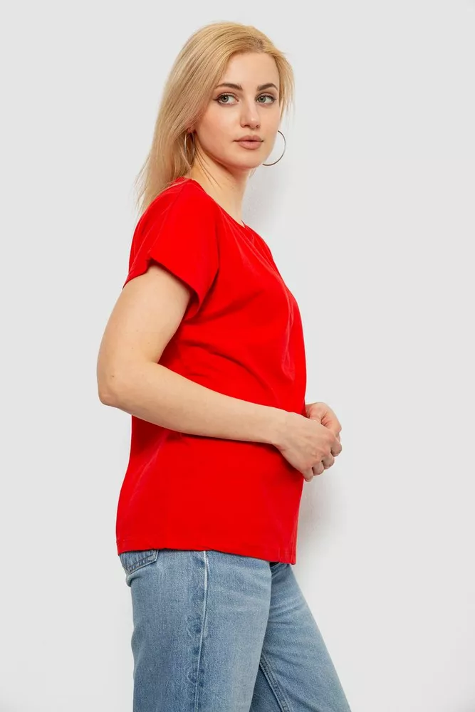Купить Футболка женская однотонная, цвет красный, 244R2300 - Фото №3
