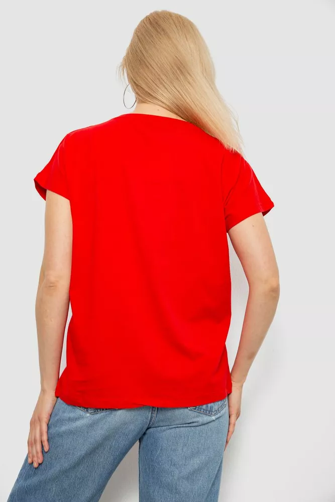 Купить Футболка женская однотонная, цвет красный, 244R2300 - Фото №4