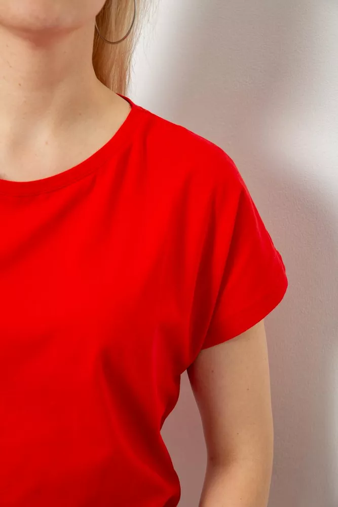 Купить Футболка женская однотонная, цвет красный, 244R2300 - Фото №5