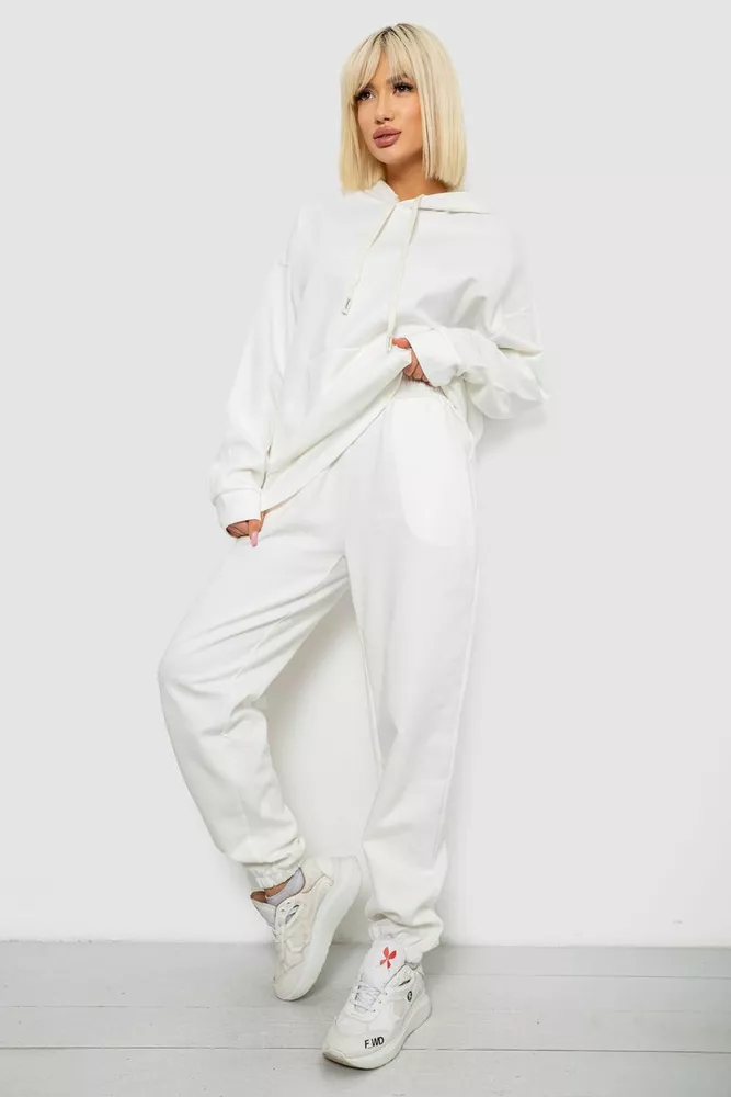 Купить Спортивный костюм женский однотонный, цвет молочный, 244R1070AG - Фото №3