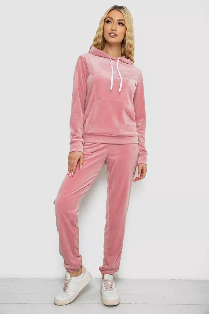 Купить Спортивный костюм женский велюровый  -уценка, цвет розовый, 238R58570-U-15 - Фото №1