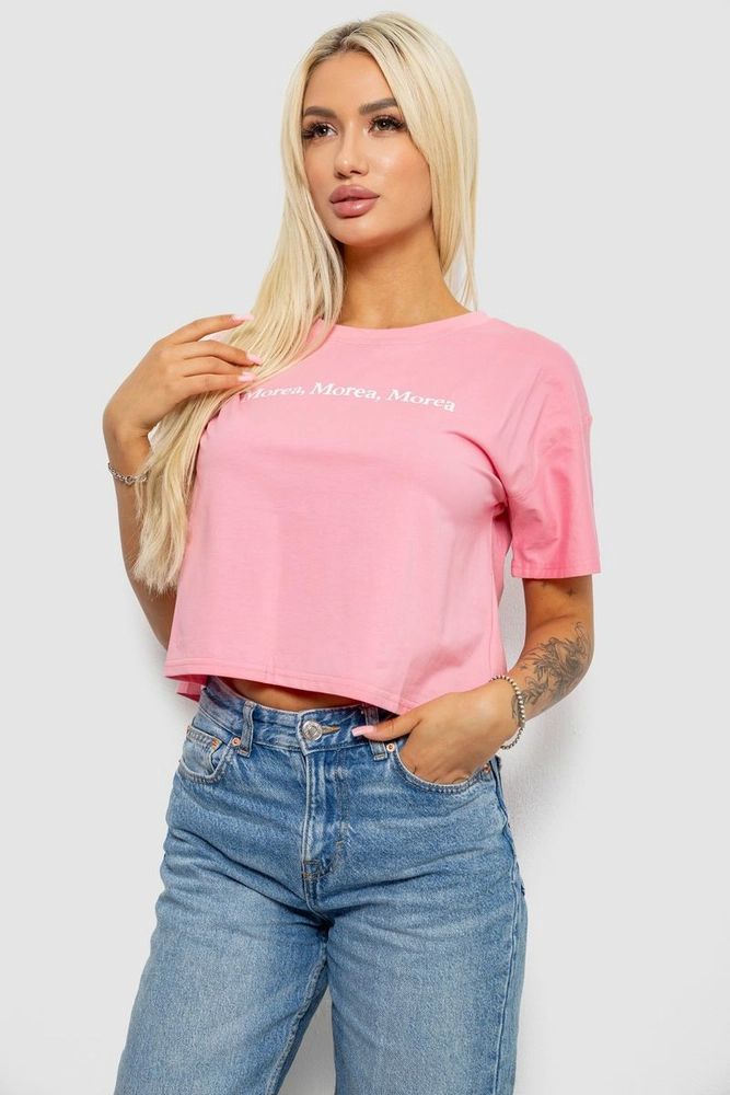 Купить Футболка женская с принтом, цвет розовый, 221R9905 - Фото №3