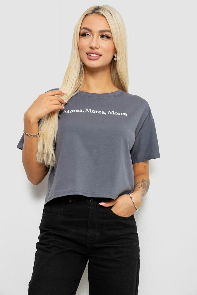 Купить Футболка женская с принтом, цвет серый, 221R9905 - Фото №1