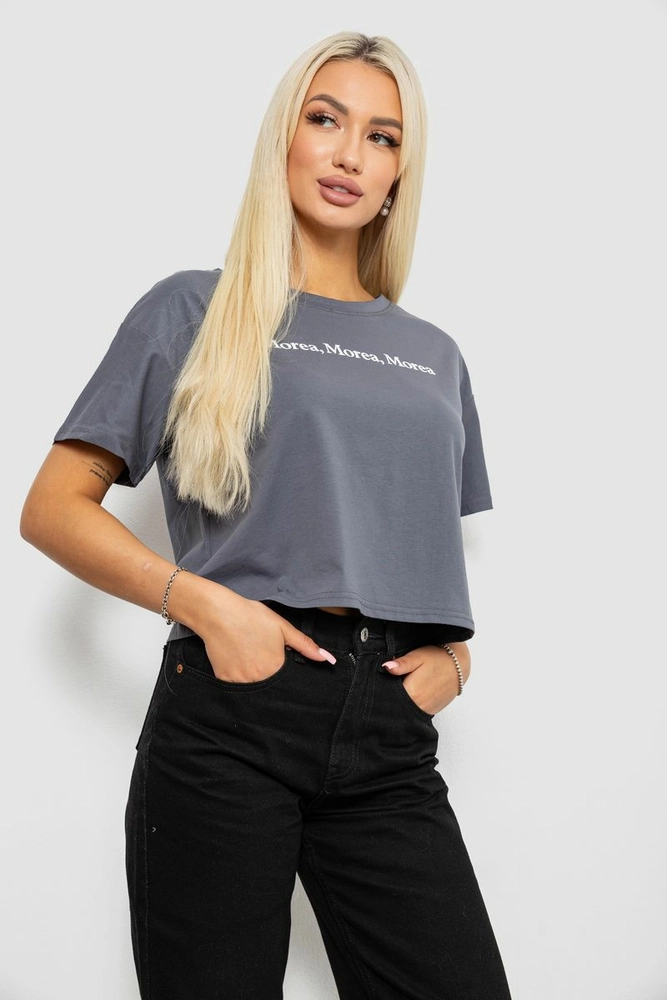 Купить Футболка женская с принтом, цвет серый, 221R9905 - Фото №3