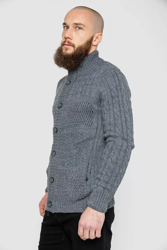 Купити Кофта чоловіча на ґудзиках, колір сірий, 214R10633 оптом - Фото №2