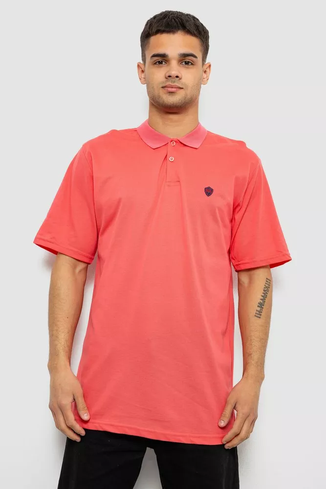 Купити Поло чоловіче однотонне, колір кораловий, 244R1798 - Фото №1