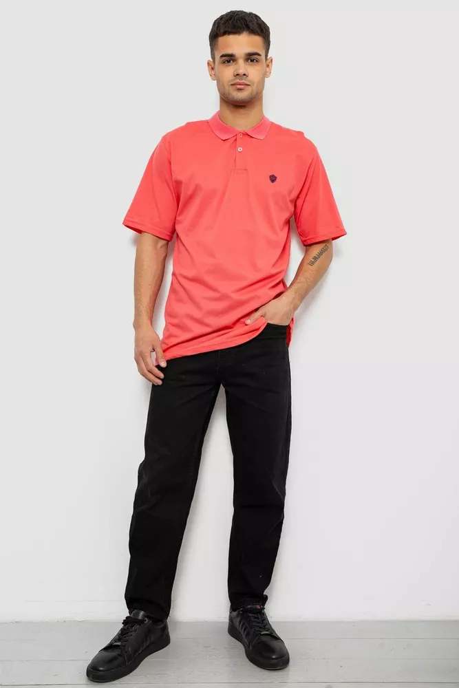 Купити Поло чоловіче однотонне, колір кораловий, 244R1798 - Фото №2