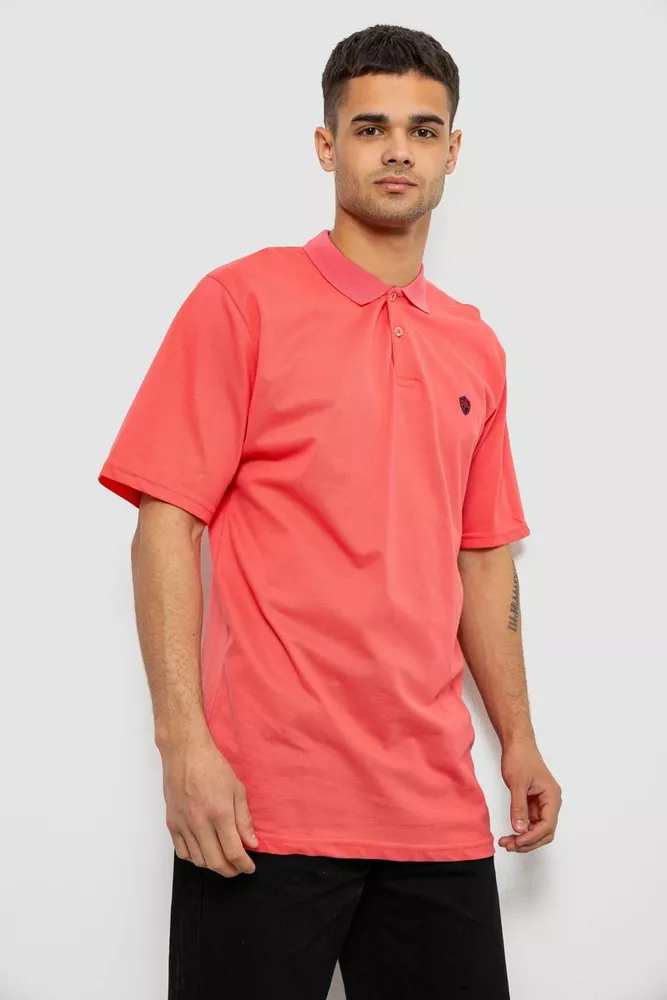 Купити Поло чоловіче однотонне, колір кораловий, 244R1798 - Фото №3