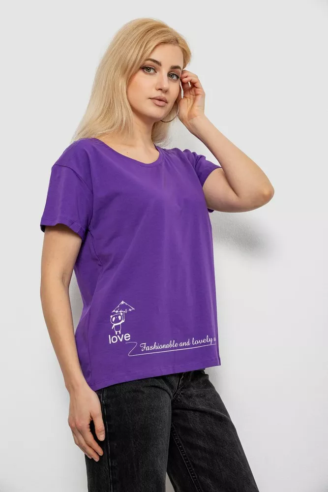 Купить Футболка женская с принтом, цвет фиолетовый, 244R2304-5 - Фото №3