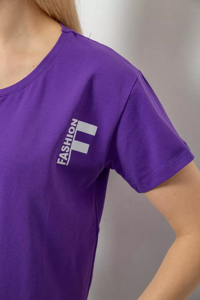 Купить Футболка женская с принтом, цвет фиолетовый, 244R2304-5 - Фото №5