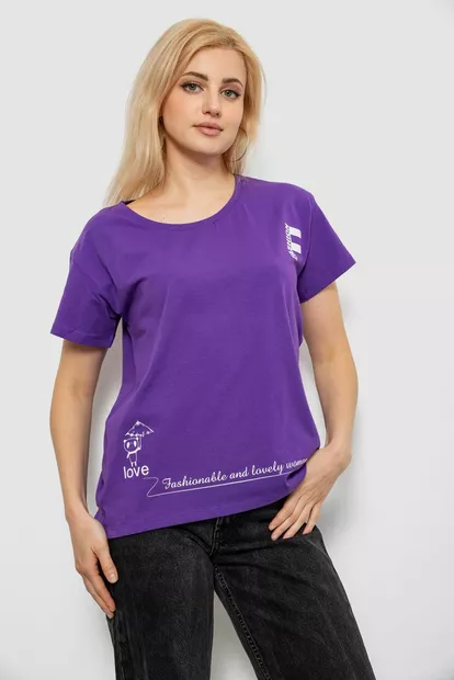 Футболка женская с принтом, цвет фиолетовый, 244R2304-5