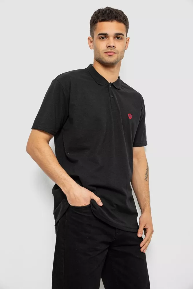 Купить Поло мужское однотонное, цвет черный, 244R1798 - Фото №3