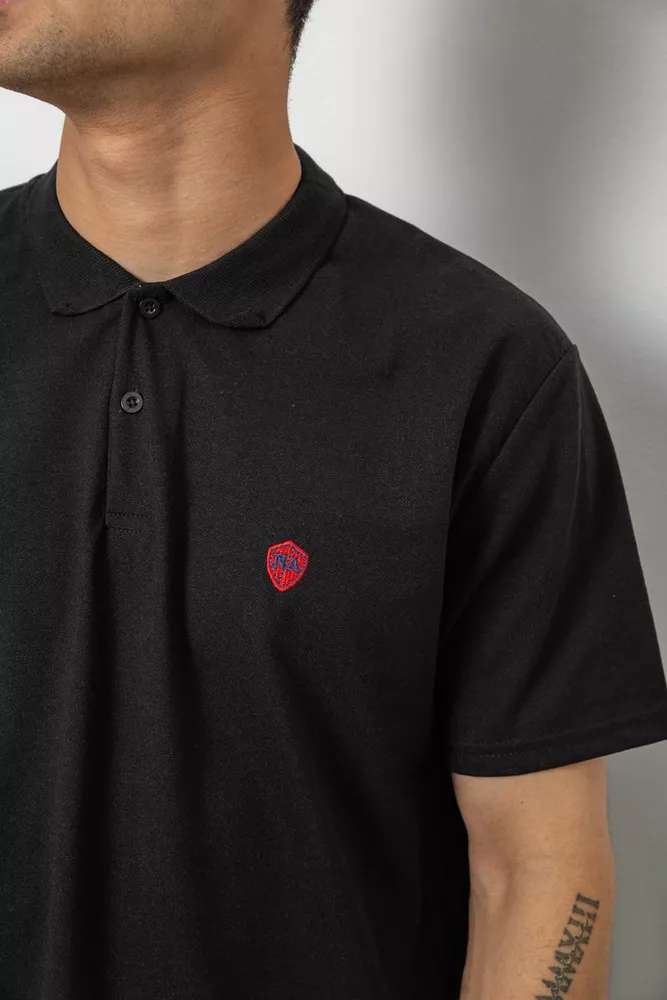 Купить Поло мужское однотонное, цвет черный, 244R1798 - Фото №5