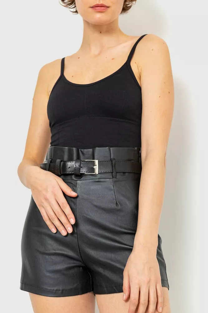 Купить Шорты женские экокожа, цвет черный, 230R650 оптом - Фото №2