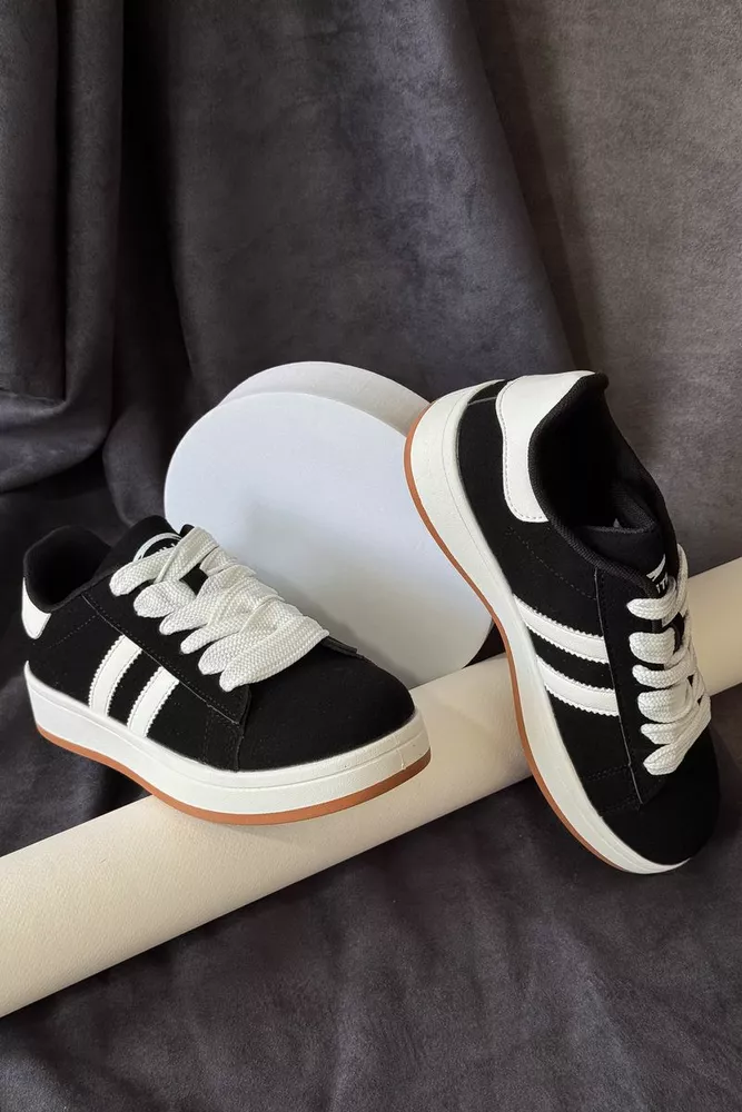 Купити Кеди жіночі замша, колір чорно-білий, 248RJH200-21 - Фото №1