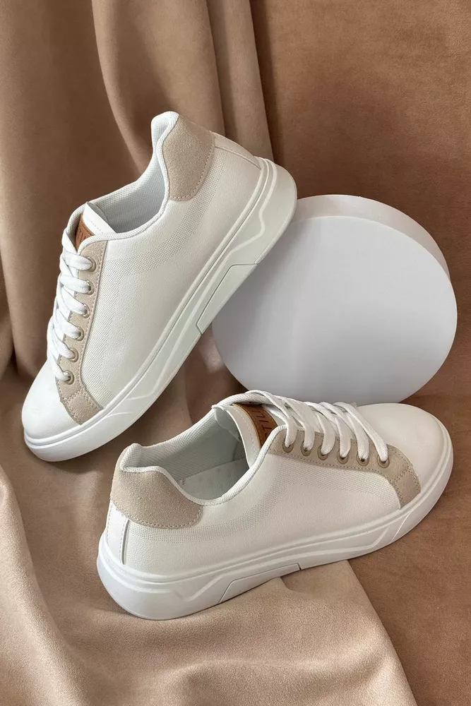 Купить Кеды мужские, цвет бело-бежевый, 248RR129-8R - Фото №1