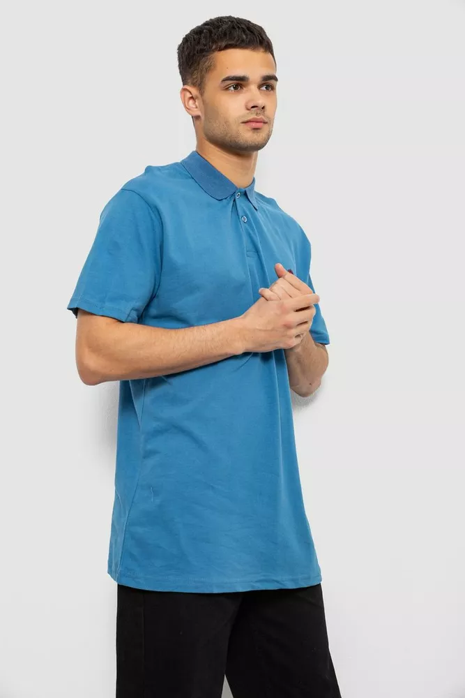 Купить Поло мужское однотонное, цвет джинс, 244R1798 - Фото №3