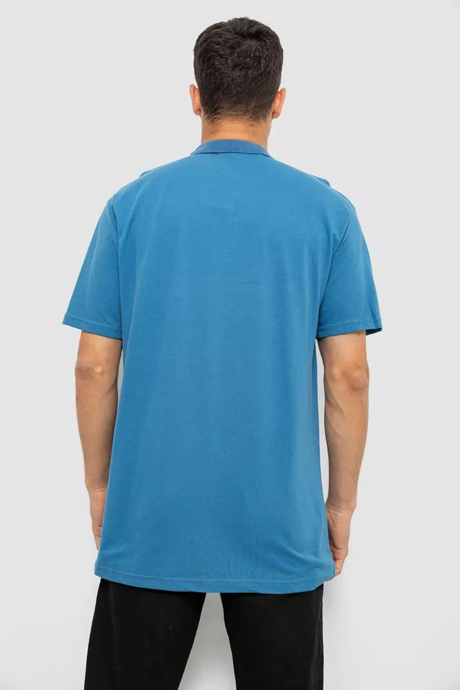 Купить Поло мужское однотонное, цвет джинс, 244R1798 - Фото №4