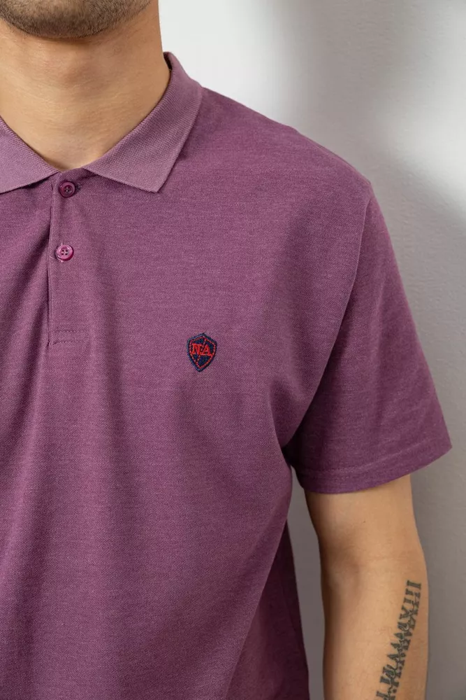 Купить Поло мужское однотонное, цвет сливовый, 244R1798 - Фото №5