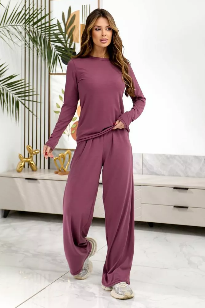 Купить Костюм женский повседневный, цвет сливовый, 257R603 - Фото №3