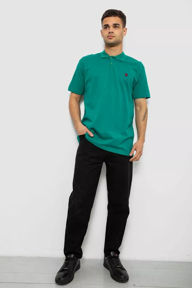 Купить Поло мужское однотонное, цвет зеленый, 244R1798 - Фото №2