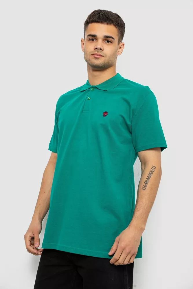 Купить Поло мужское однотонное, цвет зеленый, 244R1798 - Фото №3