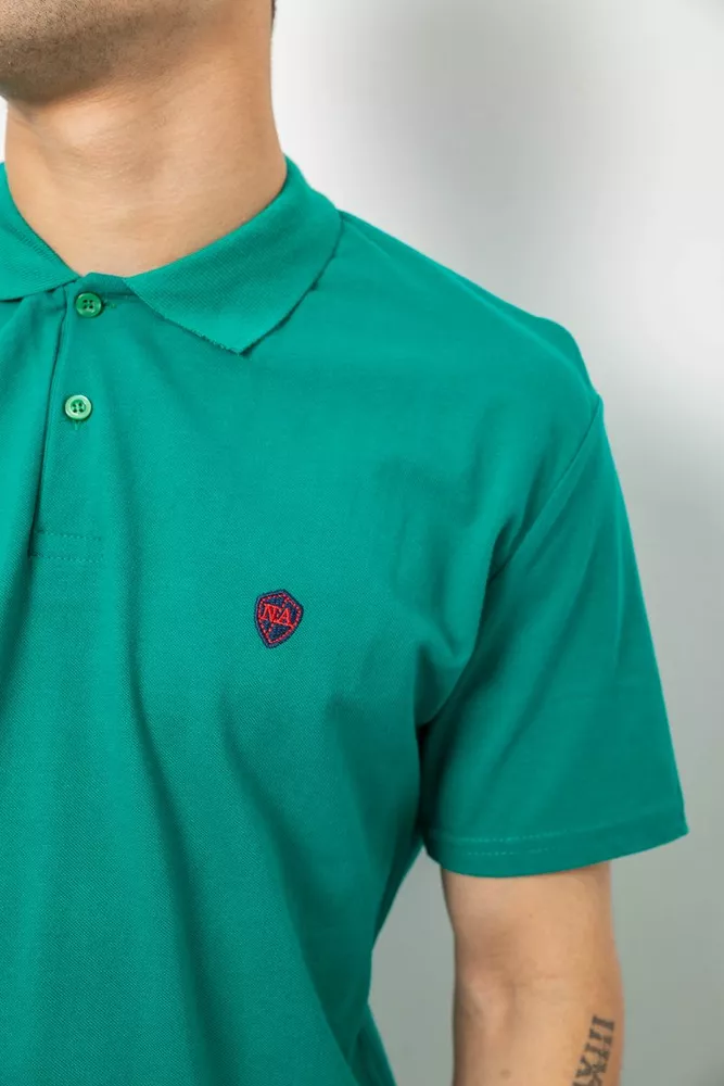 Купить Поло мужское однотонное, цвет зеленый, 244R1798 - Фото №5