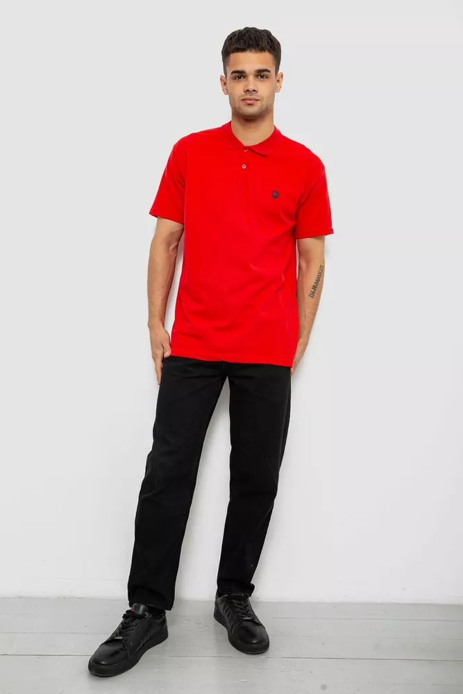 Купити Поло чоловіче однотонне, колір червоний, 244R1798 - Фото №2