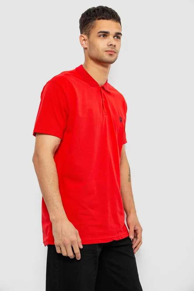 Купити Поло чоловіче однотонне, колір червоний, 244R1798 - Фото №3