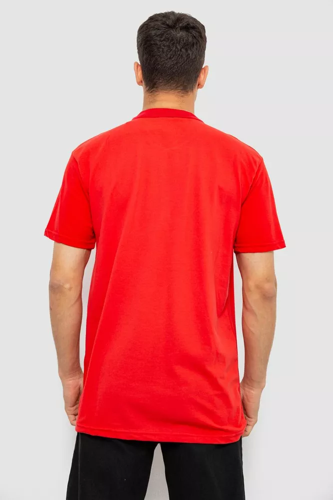 Купити Поло чоловіче однотонне, колір червоний, 244R1798 - Фото №4