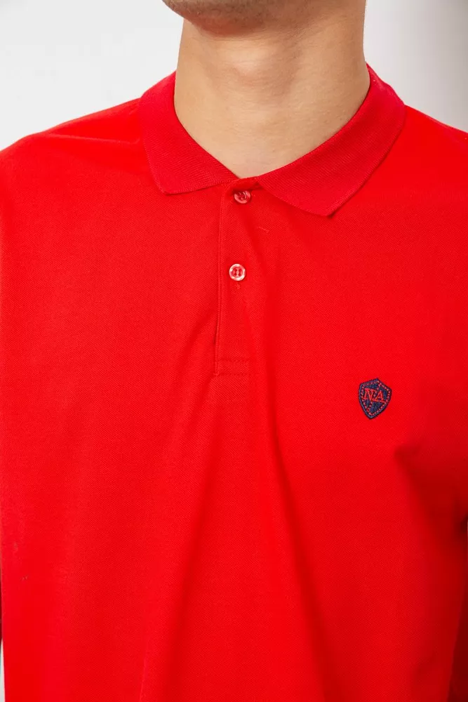 Купити Поло чоловіче однотонне, колір червоний, 244R1798 - Фото №5
